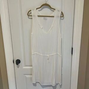 Allen Allen USA White Crepe Coverup Dress with drop waist